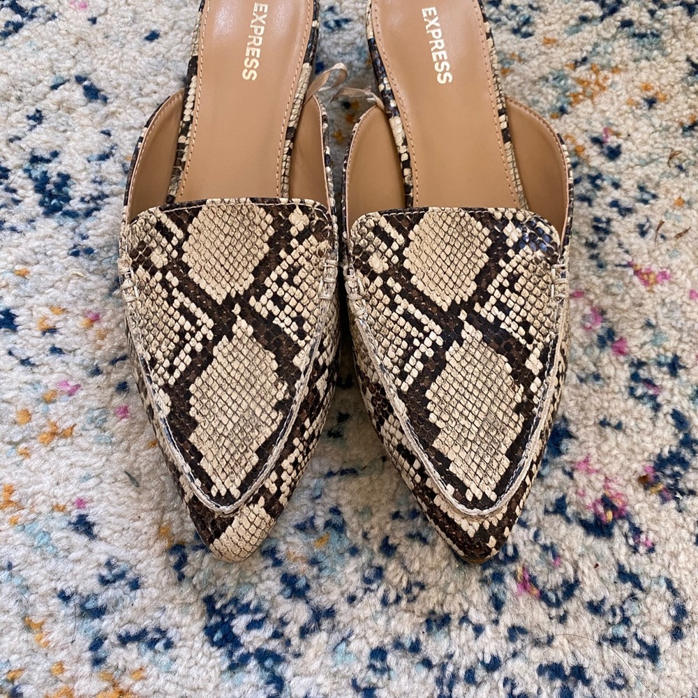 Express snake skin mules